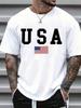 USA Flag Patriotic T-Shirt American Flag Graphic Tee 4th July Independence