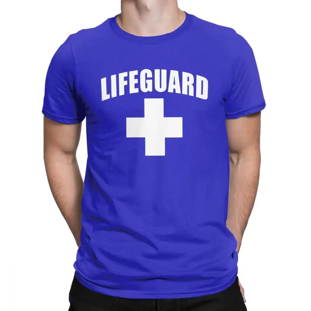 Funny Lifeguard T-Shirts Men Round Collar Cotton T Shirt Red Lifeguarding Unisex Uniform Tees Gift Tops Europe Streetwear