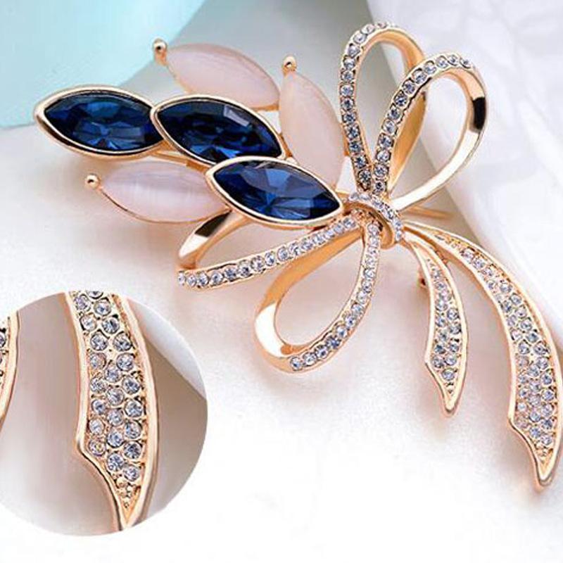 Simple Crystal Brooch Women'S High-End Luxury Alloy Brooch Accessories Silk Scarf Buckle Accessories Women'S Brooch