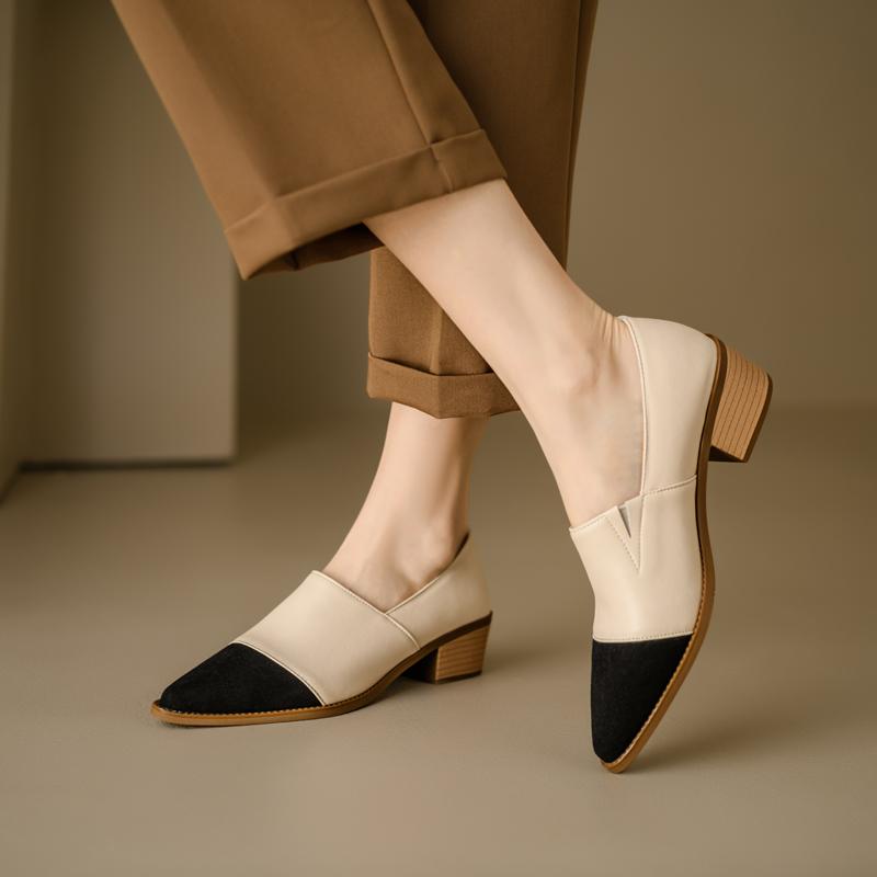 Fashion 2025 New Classic Women Pumps Spring Autumn Office Ladies Casual Mid Heels Comfortable Genuine Leather High-heeled Shoes Woman