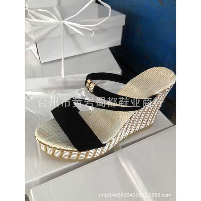 Summer Large Size Water Platform Slope Heel Two Wear Sandals Women's Muffin Thick-soled Thin Strap Open-toed High-heeled Women's Sandals