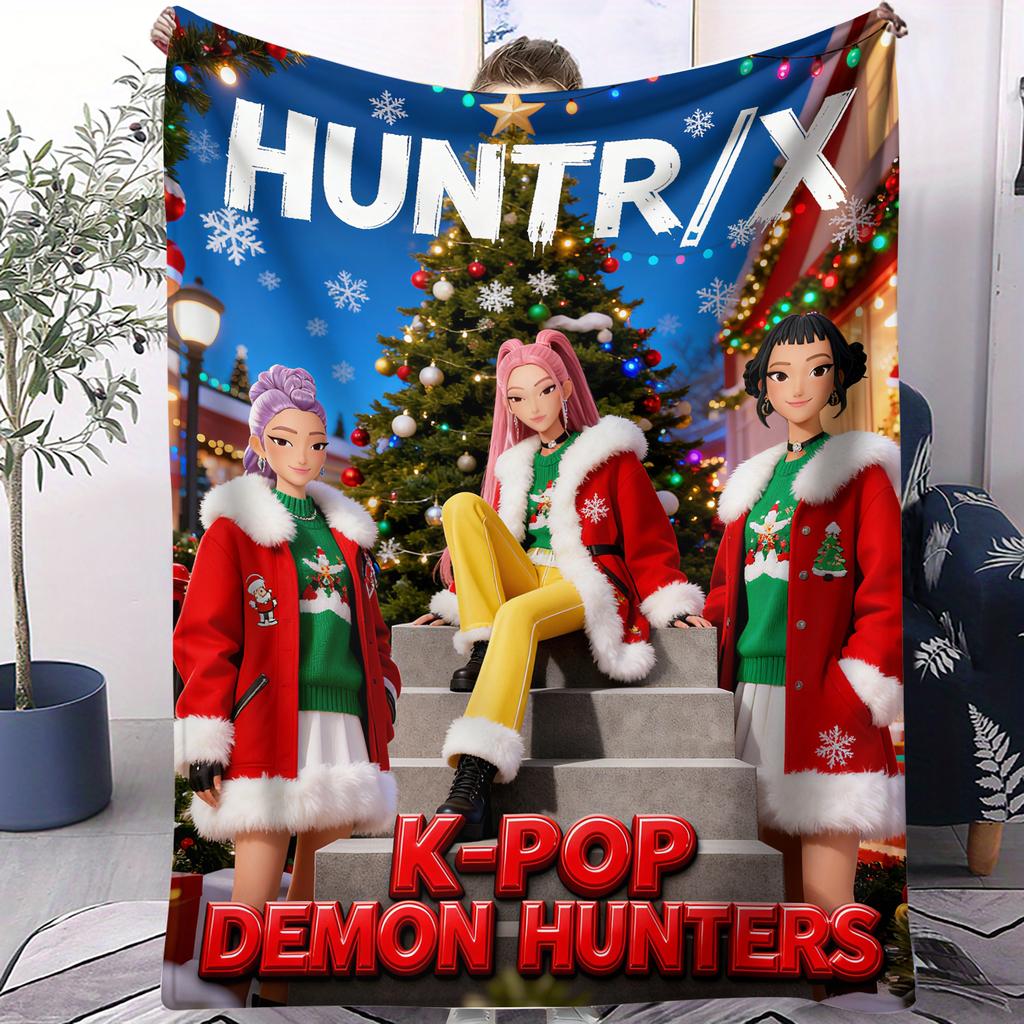 K Pop Demon Hunters Flannel Blanket Cover Warmth Soft Multifunctional Decorative Blanket Universal Blankets Christmas Gifts