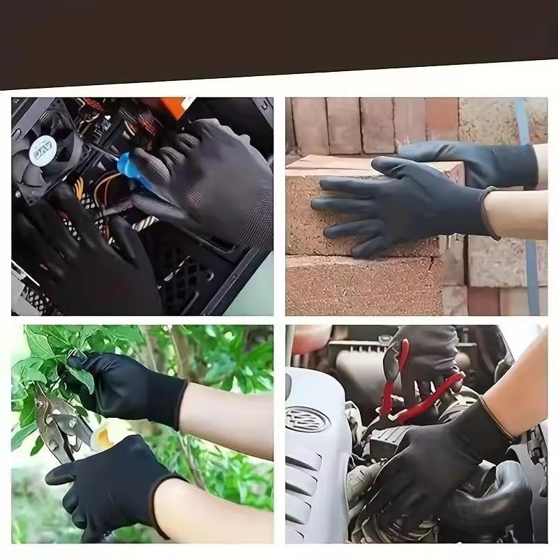 12 Pairs of Anti-static PU Work Gloves Neutral Safe Anti Slip Breathable Durable Coating Nylon Gloves Camping Lock Edge