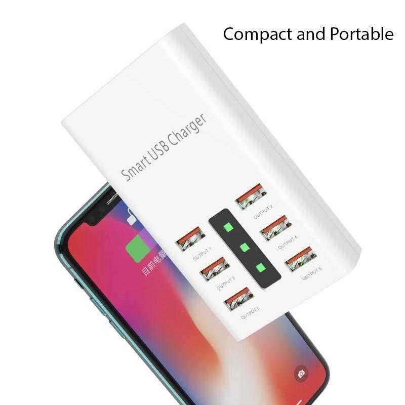 Stazione Di Ricarica Del Caricabatterie USB A 6 Porte Con Identificazione Intelligente Stazione Di Ricarica Del Caricabatterie Usb Multiporta Desktop Per Piu Dispositivi Tavolo Iphone Ipad