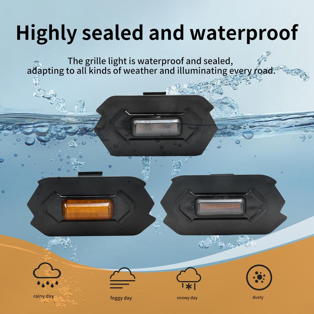 4PCS Grill Led Lights Compatible with 2023-2025 Ford Everest Bright Amber LED Grill Lights Waterproof Front Grill Trim Lamps