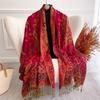 Bohemia Styles Women Scarf Retro Jacquard Thick Cashmere Tassel Shawl Winter Warm Neck Wrap Pashmina Floral Hijab