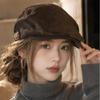 Metal Button Newsboy Cap Slim Face Painter Beret Casual Beret Cap  Winter