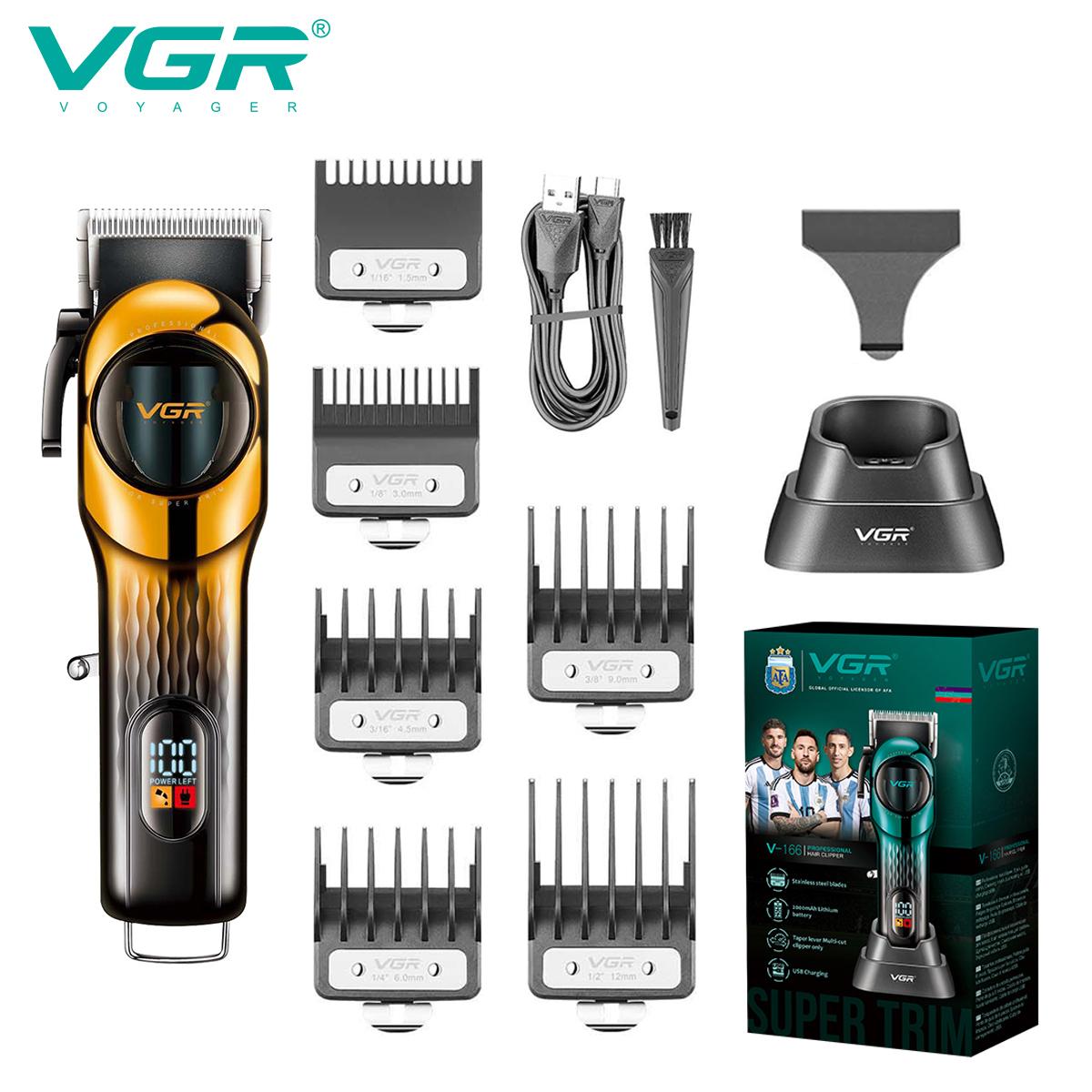 

VGR High-end Hair Trimmer Hair Clipper Alloy Blade Head Oil Head Carving Push Shear with LED Intelligent Digital Display Home Razor Shaver V-166 жовтий