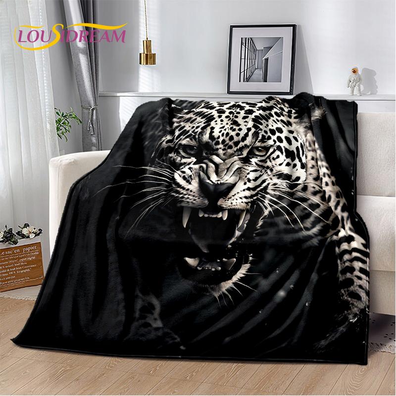 Fierce Tiger Lion Leopard Beast Animal Wildlife Cartoon Blanket,Soft Throw Blanket for Home Bedroom Bed Sofa Picnic Office Cover