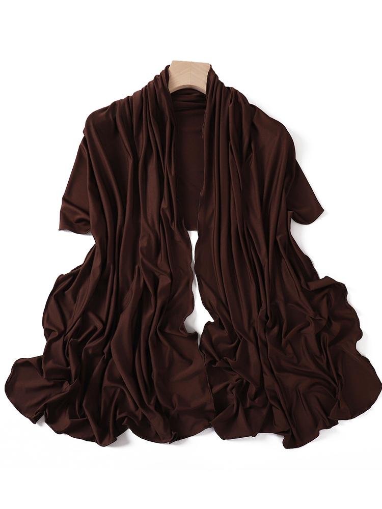 Luxury Wavy Edge Jersey Hijab for Women Solid Color Milk Silk Scarf Headscarf Autumn Shawl Stretchy Chiffon Scarf Ramanda