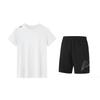 Versatile Loose Fit Solid Color Short Sleeve T-Shirt With Large Logo And High Waist Five-Point Shorts Casual Sports Set ATSV597-1+YKSV117-1