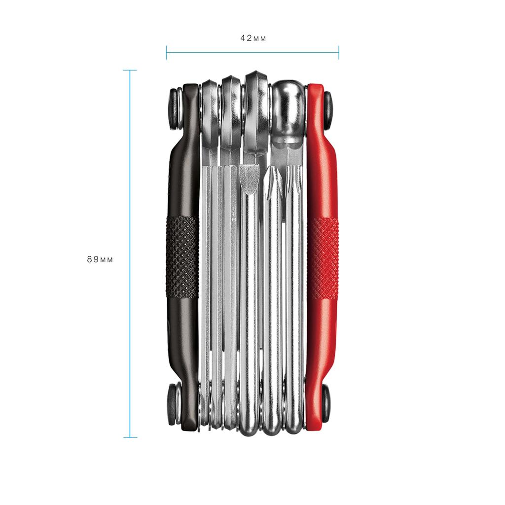 CRANK BROTHERS MULTI-10 Bicycle Portable Tool, 10 Functions, Black/Red, 89mm