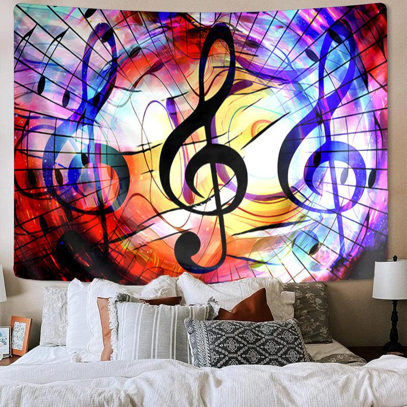 Music Notes Harmony Tapestry Room Decoration Wall Hanging for Living Room Bedroom, Dormitory, Birthday and Christmas Gifts