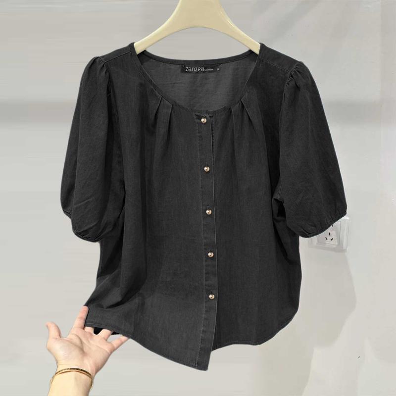 

ZANZEA Женская повседневная свободная блузка с круглым вырезом и половиной рукавов 3XL