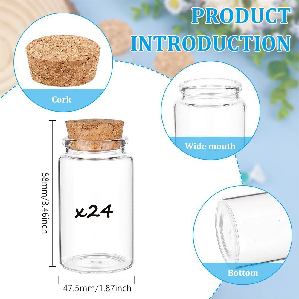 100ml Mini Glass Bottles with Cork Stoppers, Wish Message Bottles for Wedding Party Supplies, DIY Craft, Baby Shower Favors