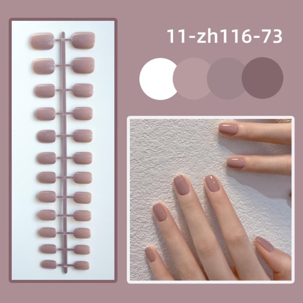 24 ks celoplošné krátké čtvercové umělé nehty mini nehty na nehty, jednobarevné umělé nehty pro ženy