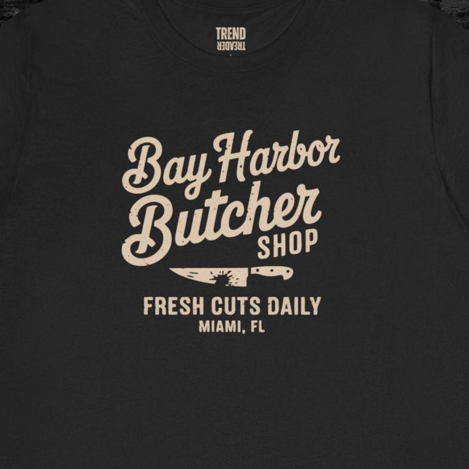 Bay Butcher Shop Tee — Fresh Cuts Daily Vintage Butcher Shop T-Shirt, Retro Miami Meat Market Graphic Tee XL