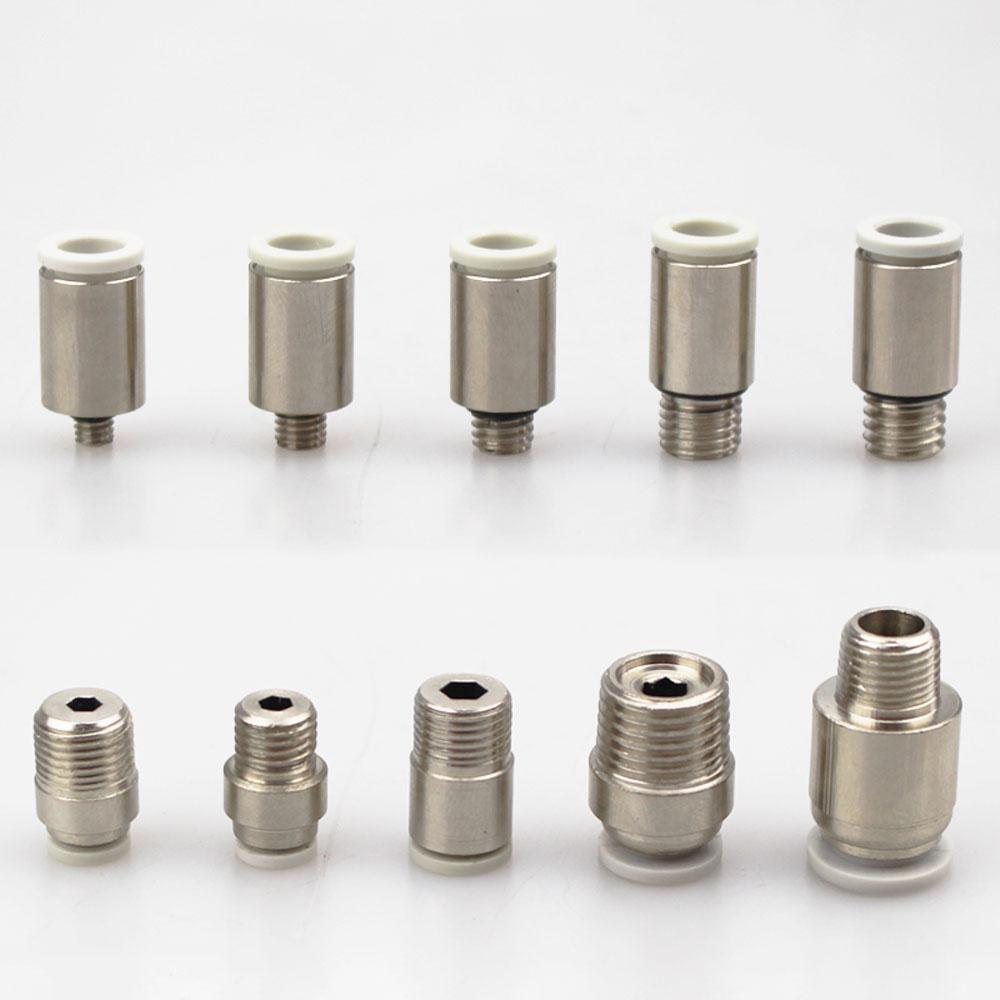 PC M3/4/5/6/8 1/8" 1/4" 3/8" BSP X 3 4 6 8 10mm Tube Brass Pneumatic Air Fittings Push In Connector For Air Compressor Cylinder
