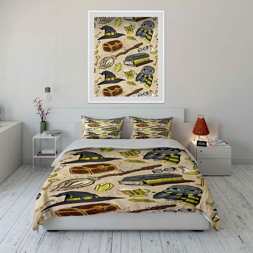 Owls, wizard hats, books. Bedding sets Duvet cover sets Duvet covers Pillowcases(1 * Duvet Cover 2 * Pillowcases without duvet insert)