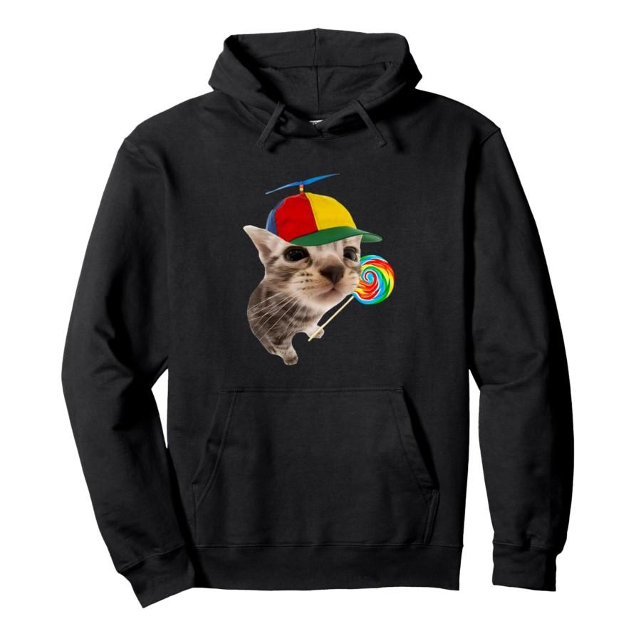 

Silly Cat With Lollipop Meme Hoodie Men Women Pullover Streetwear Soft Casual Sweatshirt Tops 0926-2 3XL