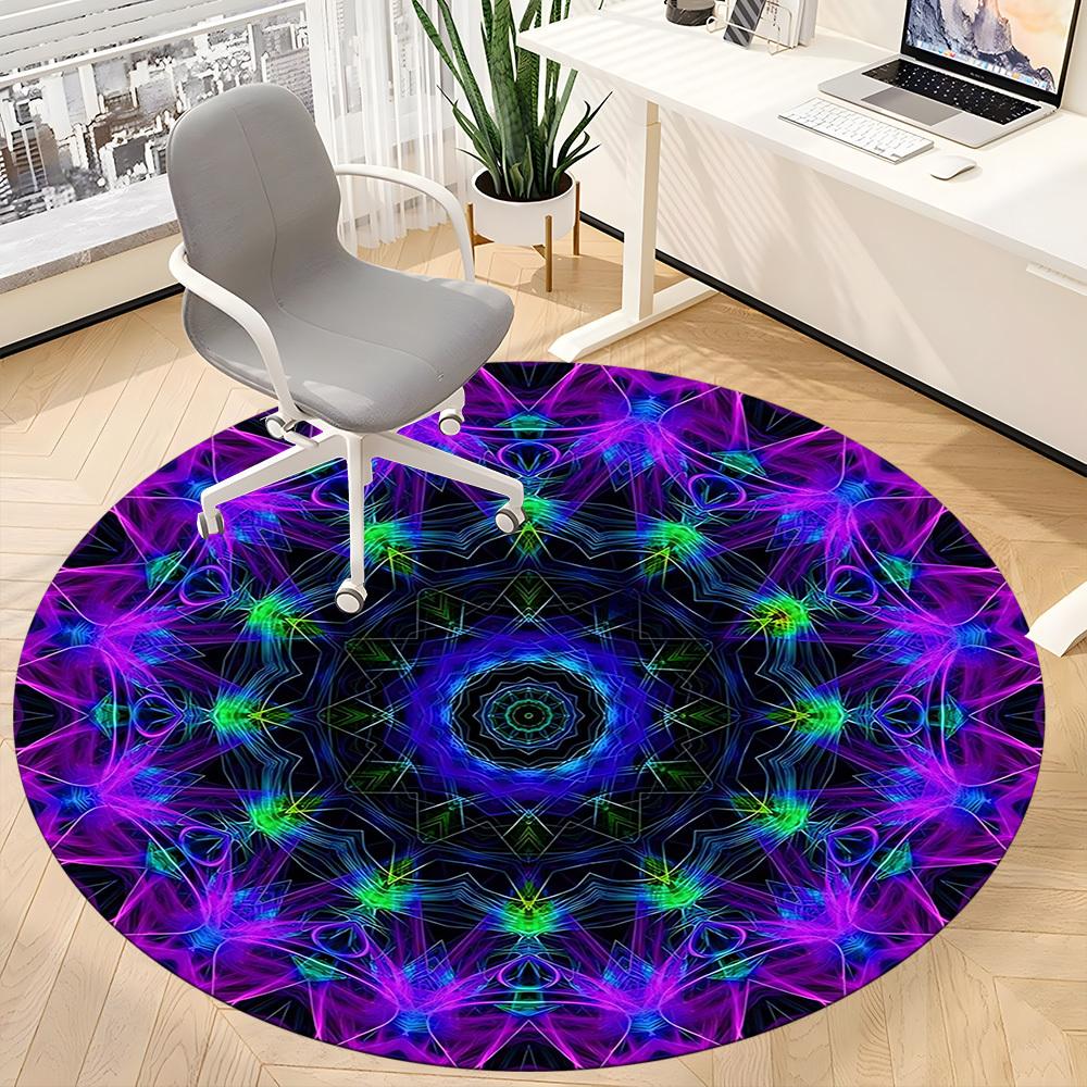 1 Stück Kaleidoskop-MusterStuhlteppich für Büro, Innenbereich Rutschfest Waschbar Polyesterfaser Teppich, Matte Für Büro, Maschinenwaschbar