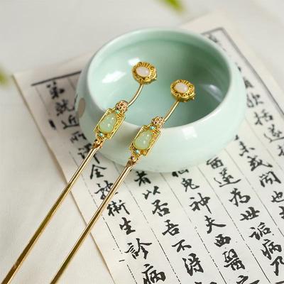 Čínská Ruyi sponka do vlasů: Tradiční upravený účes Hanfu, styl Qipao, Elegantní retro vlasový doplněk