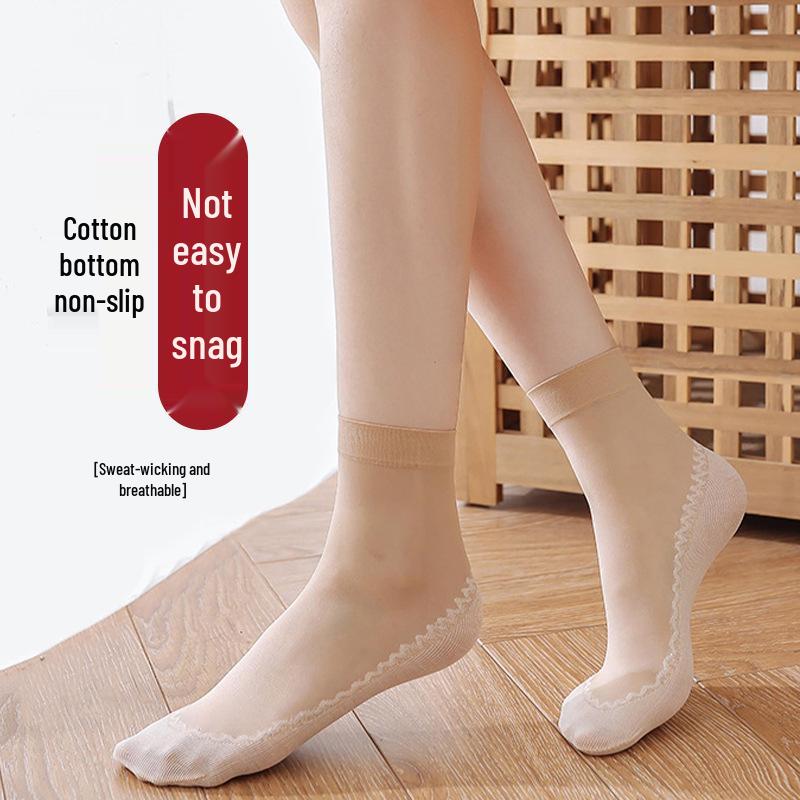 Yifan Women's Non-Slip Cotton Bottom Short Stockings – Spring & Autumn Massage Socks