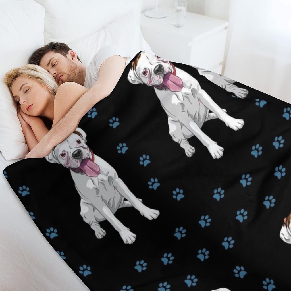 White Boxer Dog Cute Pattern Throw Blanket Manga Polar Luxury Single Blankets