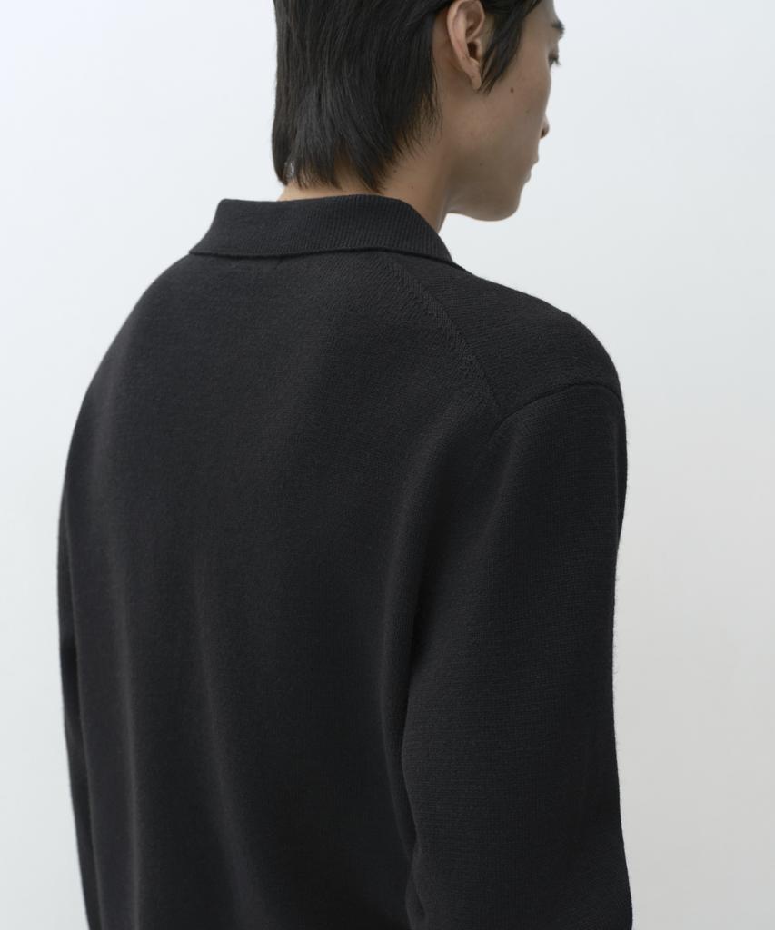MUSINSA STANDARD [Victoria Wool] Slit Neck Collared Knit [Black]