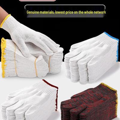Anti-Slip Wear-Resistant White Cotton Work Gloves for Construction and Repair