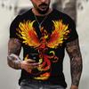 Anime Cartoon Phoenix 3d Printing Gorgeous and Cool Men's Summer Avant-garde Personality Round Neck Short-sleeved Casual T-shirt