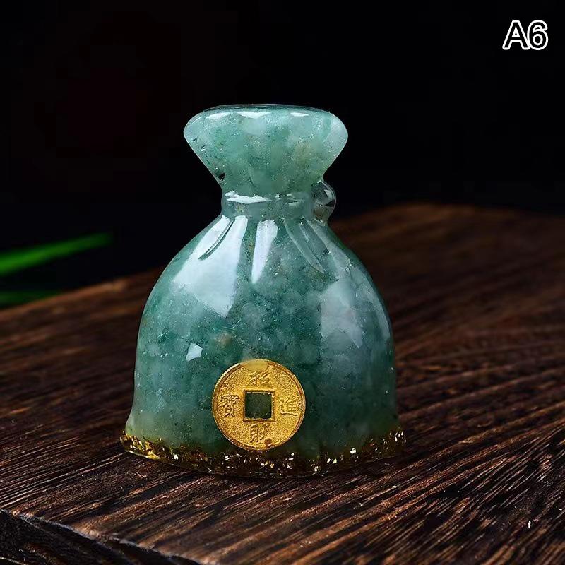Lucky Money Bag Crystal Prosperity Money Pouch Resin Figurine Crushed Gemstone Money Sack Feng Shui Gift Home Decor
