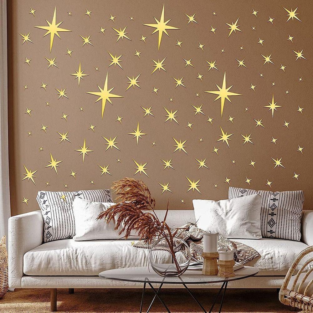 42PCS Starburst Pattern Star Wall Decals Self Adhesive Starburst Wall Stickers  Living Room Decor