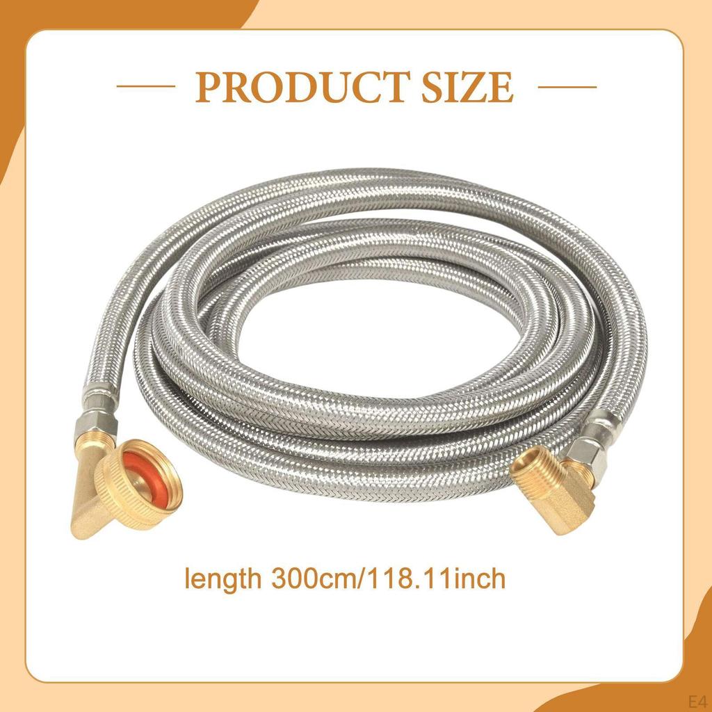Dish Hose with 3/8" Male Elbow And 3/4" FHT Fittings. Reliable, Easy