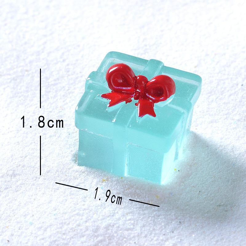 

Рождественская светящаяся в темноте мини-квадратная подарочная коробка из смолы, маленькие украшения, прозрачная подарочная коробка, маленькие аксессуары синий