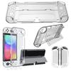 For Nintendo Switch OLED Crystal Clear Case with Stand Game Console Protective Cover Shell