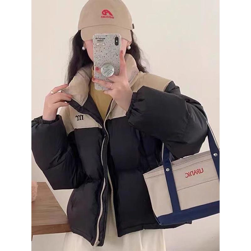 

Зимняя новая хлопковая одежда женская короткая 2025 новая хлопковая одежда и одежда-пуховик свободная цветная стеганая куртка женские куртки S чёрный