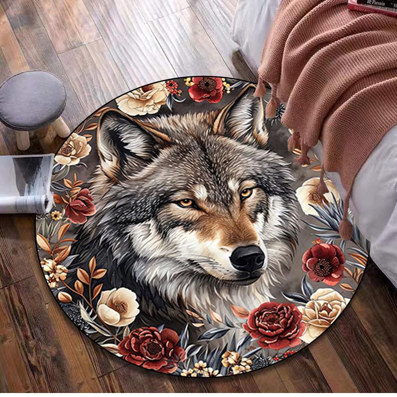Animal Tiger Circular Rug - Office Decorative Carpet For Living Room Bedroom Door Mat Floor Rug Computer Chair Area Rug