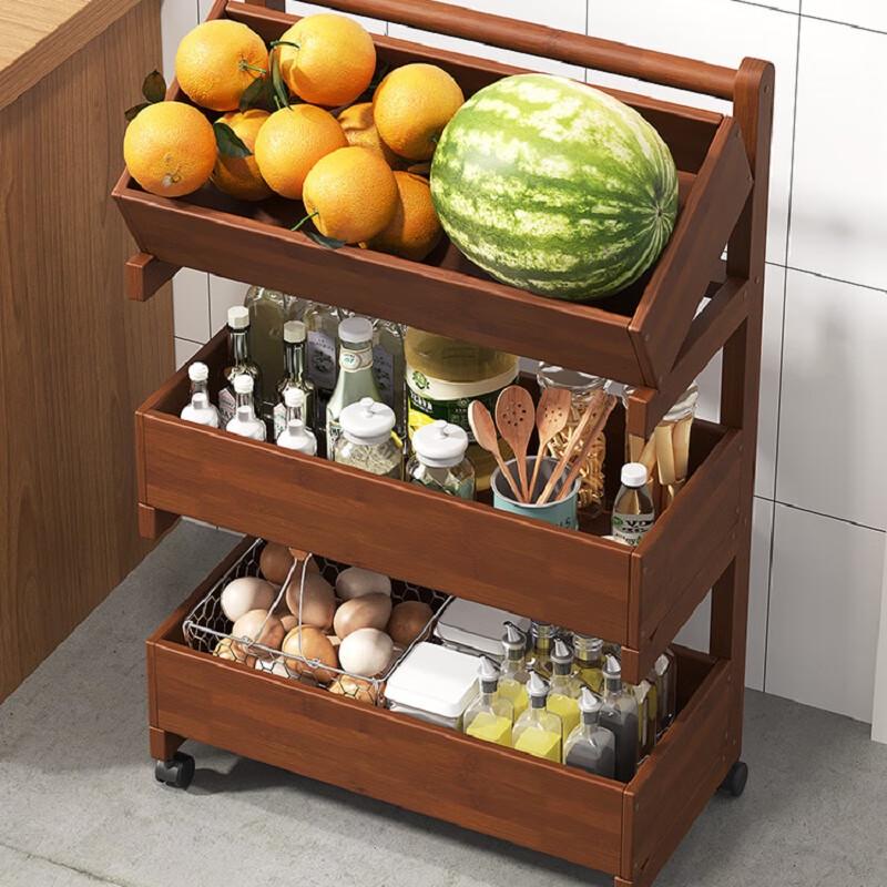 Miling 4-Tier Mid-century Bamboo Kitchen Trolley