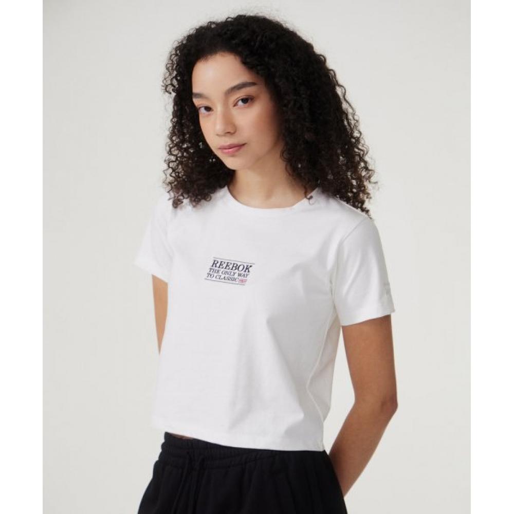 

Укороченная футболка REEBOK Classic с надписью W Off White