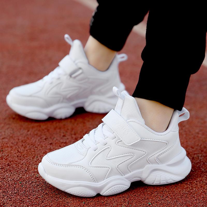 Spring and Summer Net Girls' Little Autumn and Winter Hollow Double Leather Classmate Sneakers Sports Air Freight White Casual Light Shoes