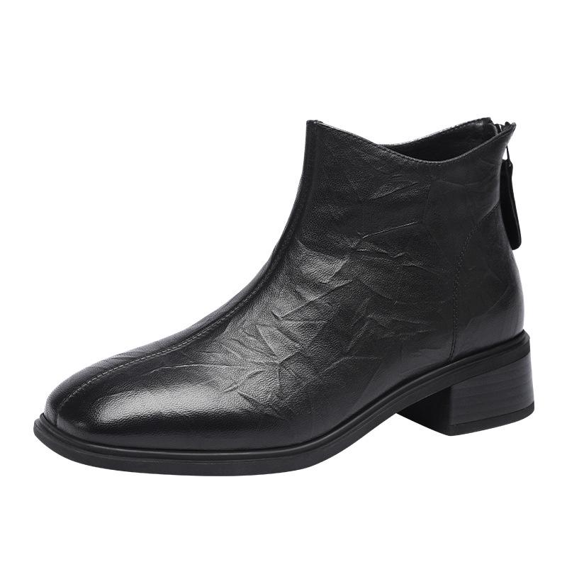 Red Dragonfly Genuine Leather Soft Sole Lambskin Boots - Women’s Stylish Autumn & Winter French Nude Boots