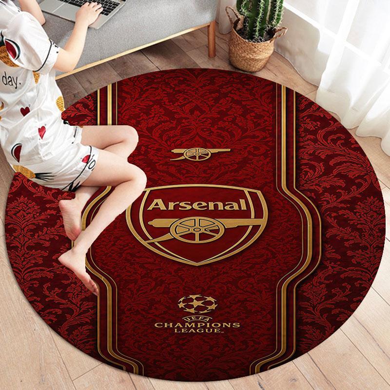 Arsenal F Round Area Rug,Carpet Rug for Living Room Bedroom Sofa Playroom Decor,Non-slip Floor Mat