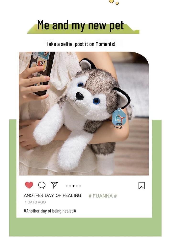 Cartoon Husky Plush Toy - Small Dog Comfort Doll for Children's Birthday Gift