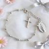 Bracciale Portatile con Croce e Perline della Vergine con Catena di Estensione da 5 cm