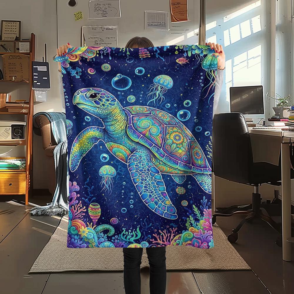 Colorful marine organisms Print Flannel Blanket,High quality Comfortable for All Seasons,Home Decor,Warmth and Comfort,Perfect for Christmas Gifts