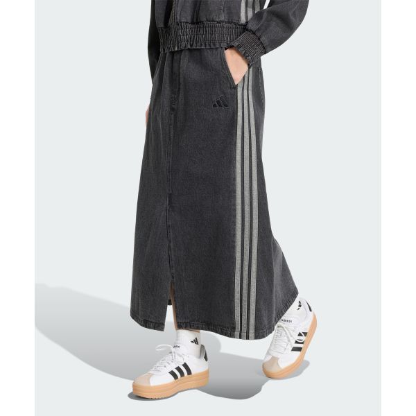 adidas Sportswear Cotton Three Stripe Wash Process Denim Long Skirt Women Skirts KV0623