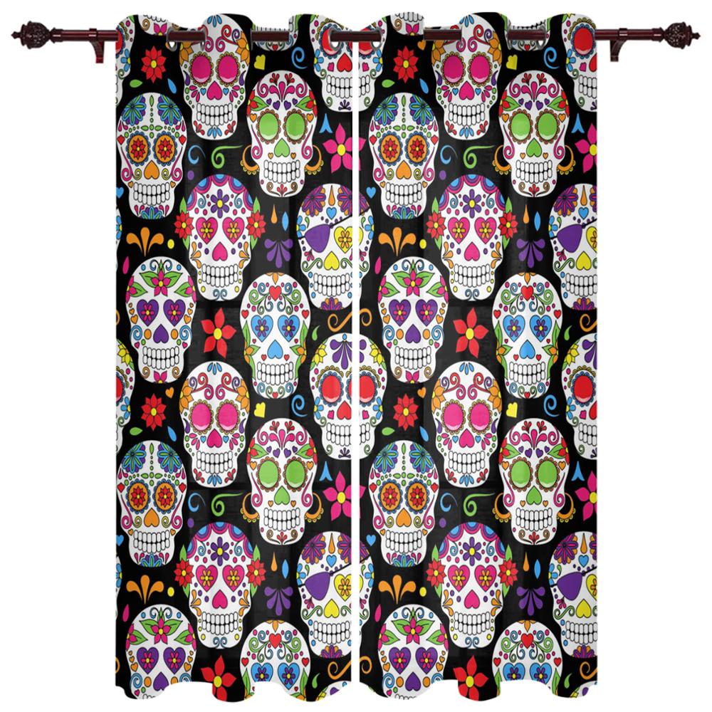 Teschio Artistico Fiori Rossi Onda Nuove Tende Semplici Decorazione per la Casa Tende Forniture Moderne per la Casa