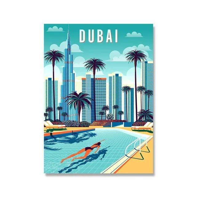 Nordic Vintage Travel Cities Poster Africa Morocco Arabic Landscape Canvas Painting For Living Room Israel Wall Art Decorative
