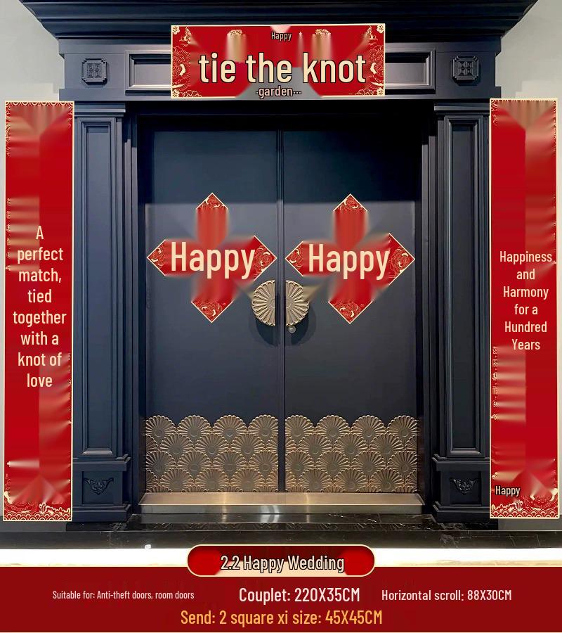 Brudgums lantliga bröllop Glada kupletter & Brudens ankomst Dörr Dubbel lycka Dekorationer